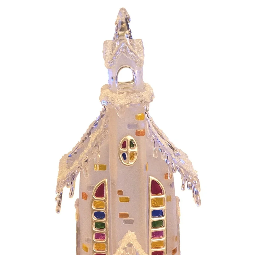 Holiday Ice Sculptures Chapel in the Snow Color Changing Lighted Church C144